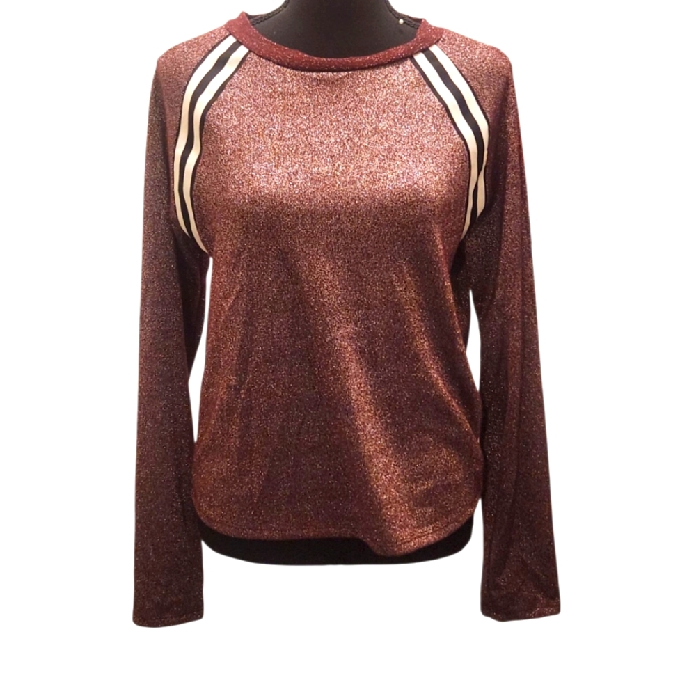 Persaya Shimmering Burgundy Long Sleeve Top W K TOO Floral Pants